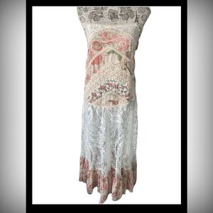 NWT Other Girls Romantic Whimsical Ethereal Fliral Maxi Dress Sheet Lace Size L